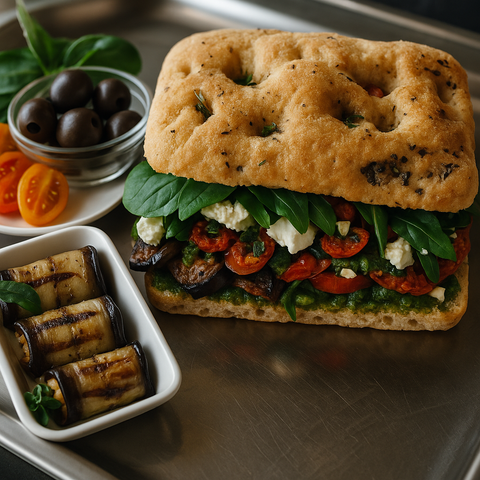Feta & Basil Veggies Focaccia