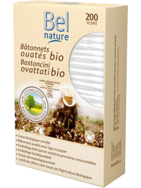 BEL NATURE Bâtonnets ouate bio 200pc