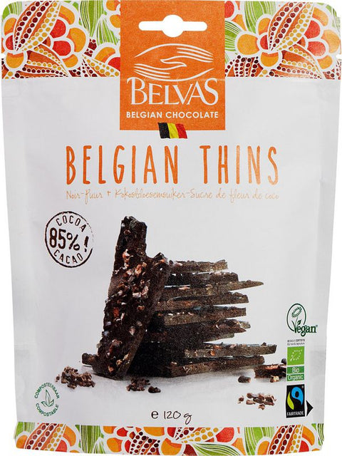 BELVAS Choc. thins noir sucre coco 120g