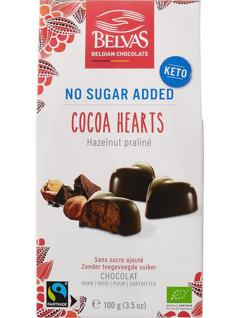 BELVAS Pralines cœurs cacao 100g