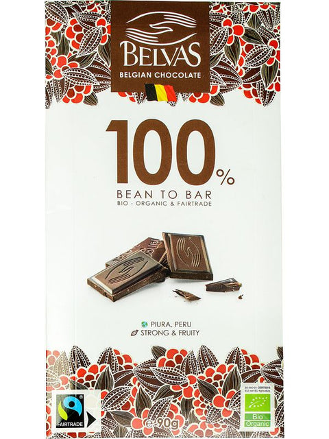 BELVAS Tablette noire 100% Pérou 90g