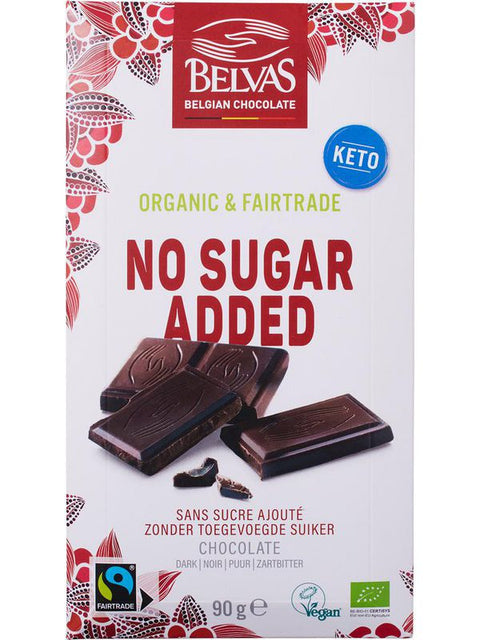 BELVAS Tablette noir s. sucre ajouté 90g