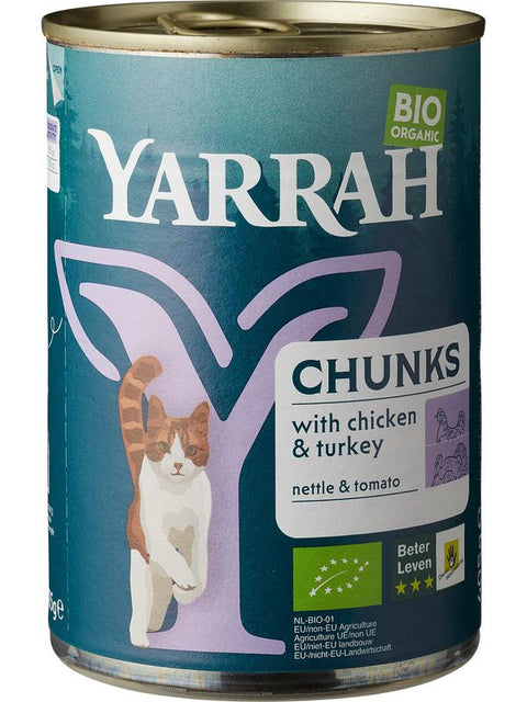 YARRAH Chat bouchée poulet dinde 405g