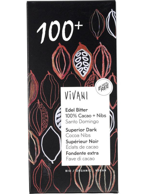VIVANI Chocolat noir 100%+éclats cac 80g