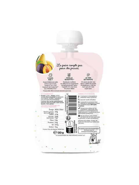 POPOTE Gourde prunes poires 120g