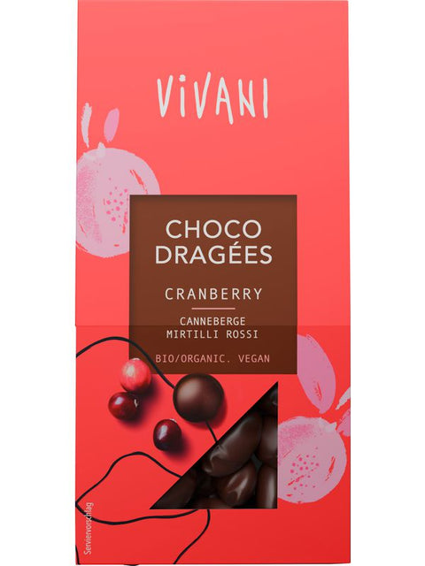 VIVANI Choco dragées canneberge 75g