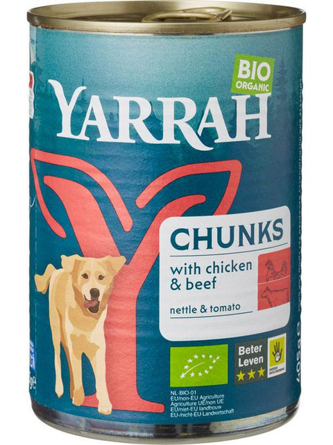 YARRAH Chien-morceaux boeuf poulet 405g