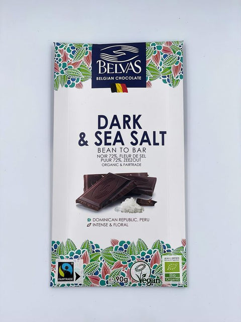 BELVAS Tabl. noir 72% fleur de sel 90g