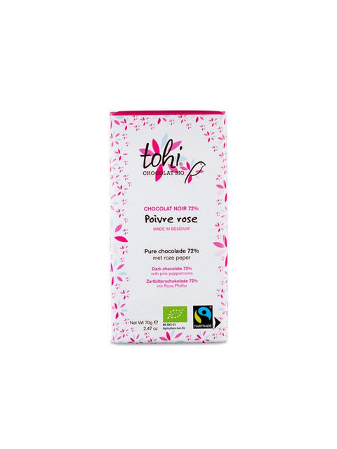 TOHI Chocolat fondant 72% poivre ros 70g
