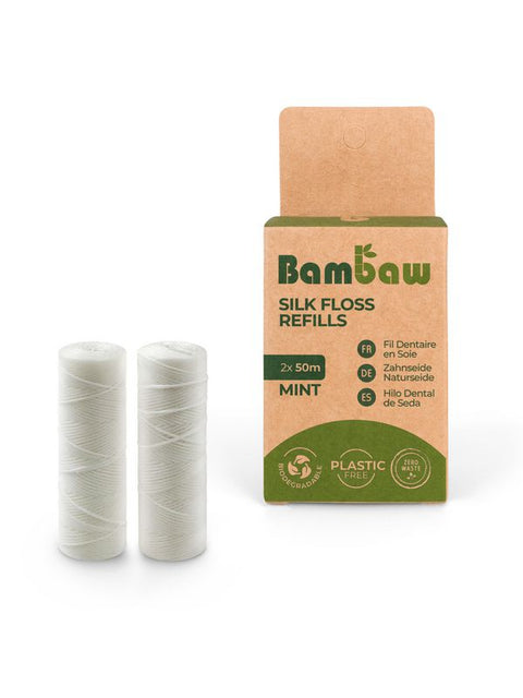 BAMBAW Fil dentaire en soie 2X50m