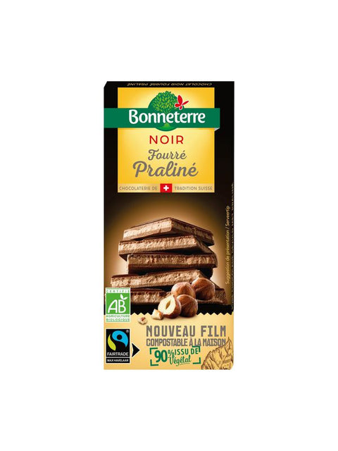 BONNETERRE Choc noir fourré praliné 100g