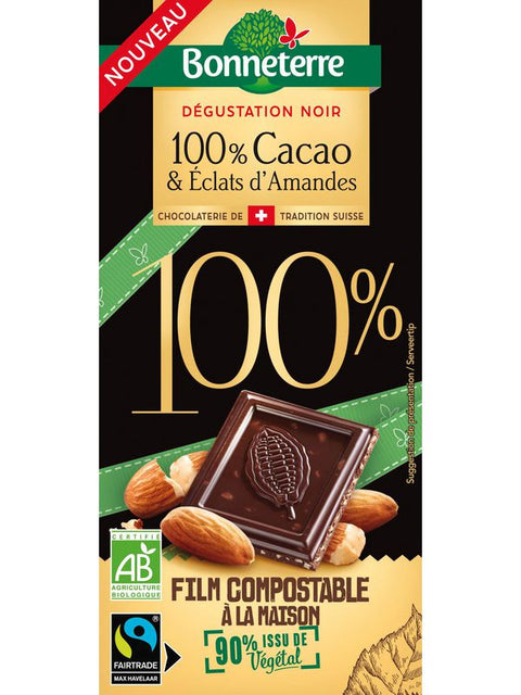 BONNETERRE Noir cacao 100% amande 90g
