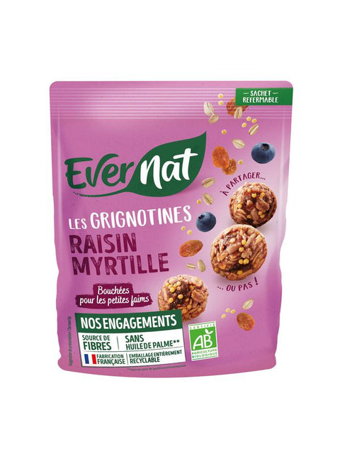 EVERNAT Grignotines raisin myrtille 120g