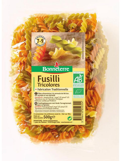 BONNETERRE Fusilli tricolores 500g